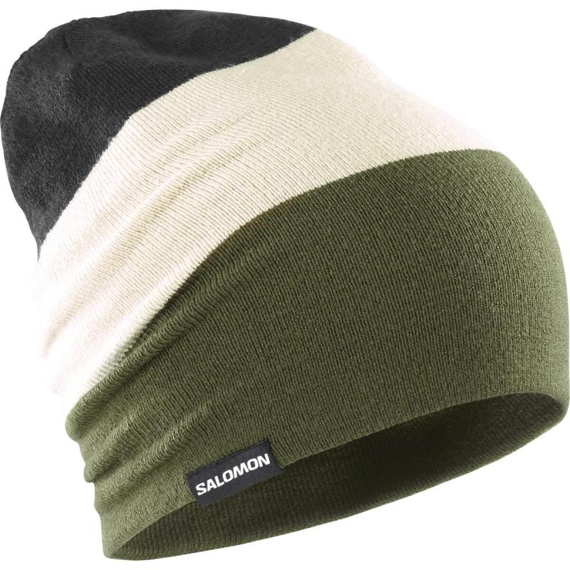 Čiapka Salomon FLATSPIN REVERSIBLE BEANIE Deep Black / Olive Night / Almond Milk