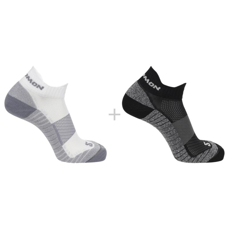 Bežecké ponožky Salomon AERO ANKLE 2-PACK Black / White - 2 páry v balení