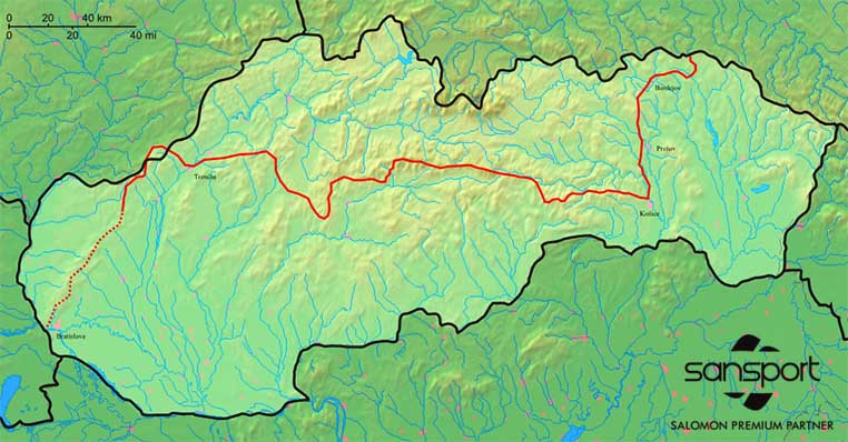 Cesta hrdinov SNP BLOG Recenzia Salomon SLAB SENSE ULTRA mapa rekord kniha cas km dlzka etapy ps hiking historia