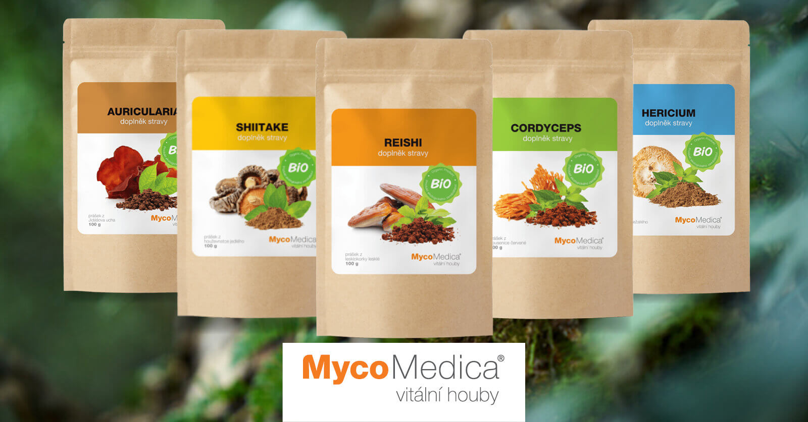 medicinalne vitalne bio huby v prášku mycomedica - liecive huby najvyssej kvality - tradicka cinska medicina