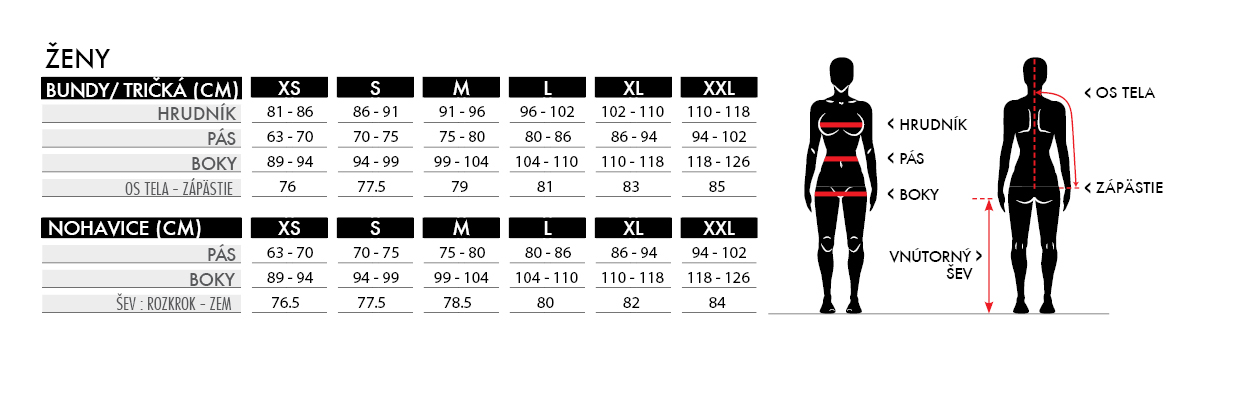 tabulka oblecenie ženy salomon